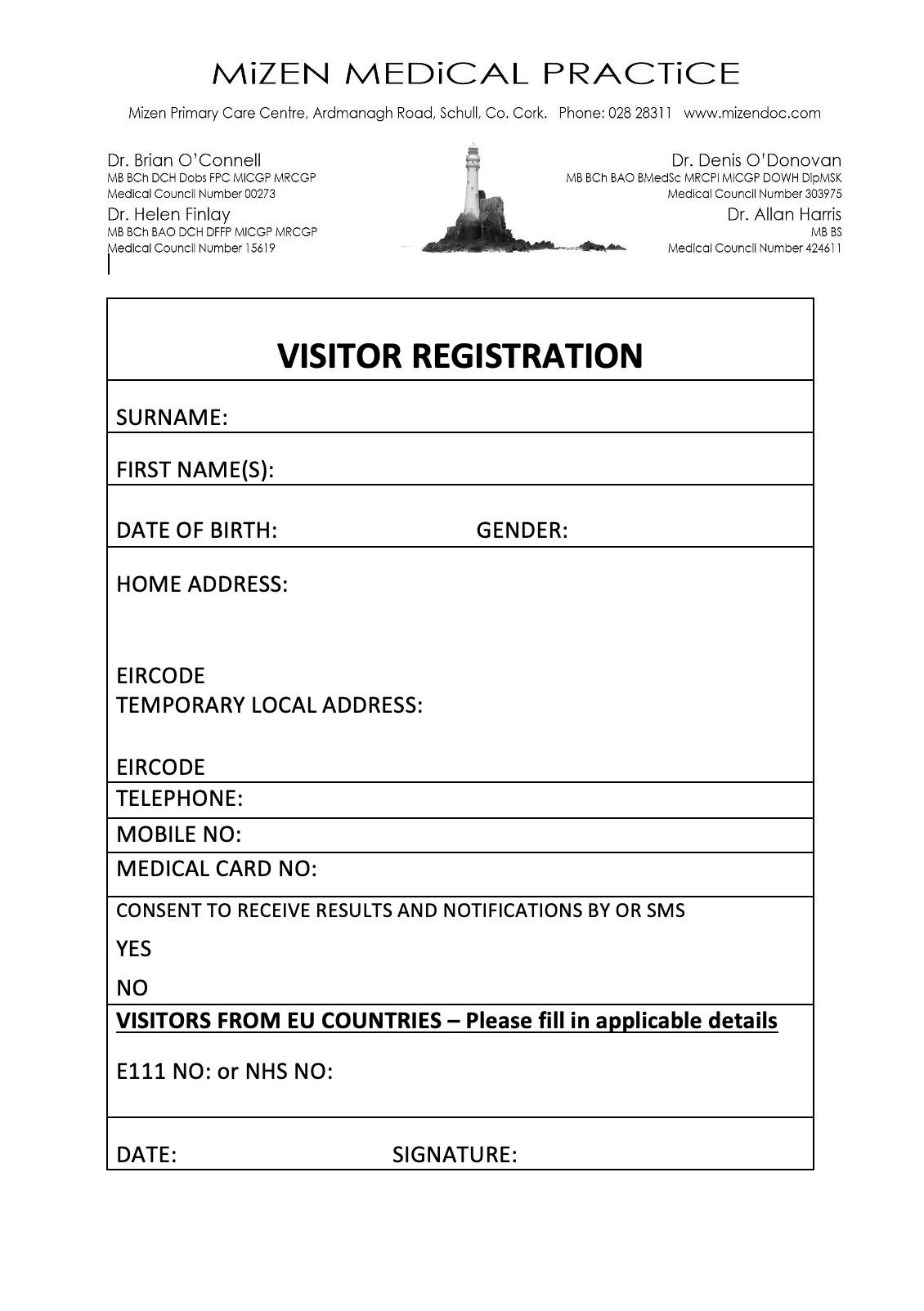 Registration Mizen Medical Practice